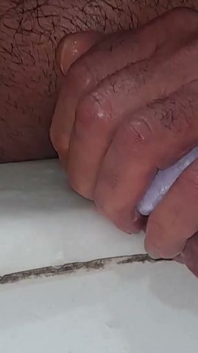 nice day in the bathroom again i love my thick dick mature gay passive dream who wants to lick   Clip 1