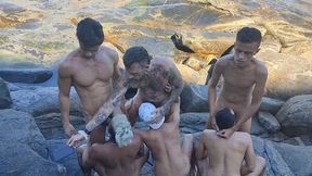 fizemos uma suruba bareback na praia de abrico, marc ferri, renbri carioca, pigboy, ander hard e amigos