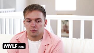 Stepmom Pulls Out Skyler Storm’s Tits And Has Her Stepson Get Down On His Knees To Eat Her Pussy