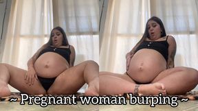 Pregnant woman burping + belly