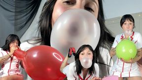 bubble gum, snapping and blowing to pops