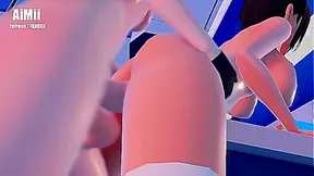 FUTAFutanari Hayase Yuuka On Duty Blue Archive Deepthroat Sex from Behind