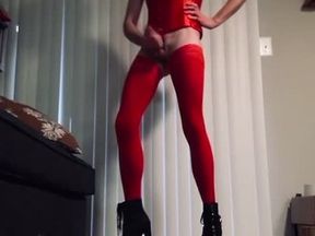 attempting on my fresh crimson tights with something stellar under my cock-squeezing sundress