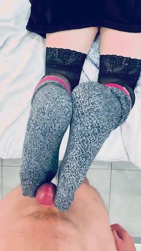 An Irresistible Outfit: Sporty Socks and Fishnet Stockings