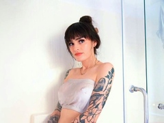 Wet T-Shirt Try-On Haul with a Stunning Tattooed Babe