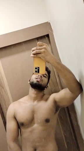 Indian  Desi Muscular Guy Flashing Big Black Cock  Lund, Solo Cum..