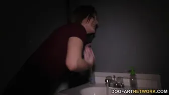 Jojo Kiss Takes Big Black Cocks in Her Mouth and Pussy at a Glory Hole