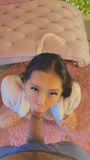 Sucking His Balls and Cock Extra Sloppy After Work POV Blowjob Cumshot in Mouth Facial