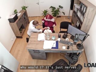 LOAN4K. Sexy large-titted redhead Miss Olivia got so sexually excited and jumped on a ramrod right in the office
