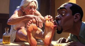 Old Granny Foot Worship - Man Licking Oiled Wrinkled Soles