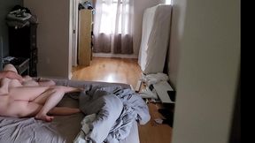 voyeur roommate watches us have morning sex - hard finger fuck, spoon side fuck and finished with a vibrator.