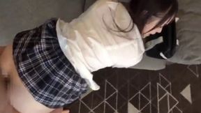 School Uniform Wet Look: Seductive Bathtub Transparency Action