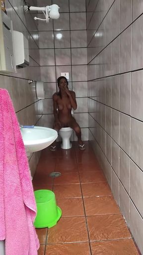 Daniela in the bathroom