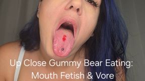 Up Close Gummy Bear Eating: Mouth Fetish & Vore