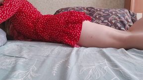 Horny wife fucks herself with vibrator