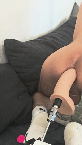 German Twink Stretching his Hole Wide Open with a Massive DIldo - Fuck Machine   Clip 1