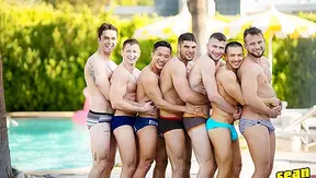 Hot Hunks Collide in Steamy Pool Action – Epic Gay Orgy Under the Sun – SeanCody