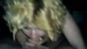 Shiny curly haired blonde Scottish college whore sucks my cock