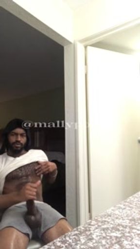 Stroking my BBC while the homie goes to ice machine (Cumshot)