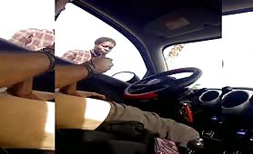 Homeless looking a guy masturbting in his car