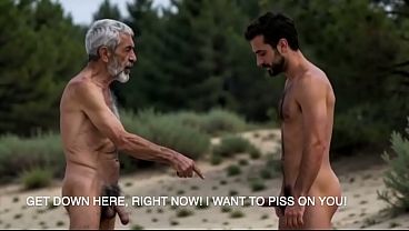 Sakis and Thasos, the horny, hairy, old Greek farmers, go to the sea with the Italian tourist and have their cocks full there, and they run into an old friend there (Part I) - AI Generated