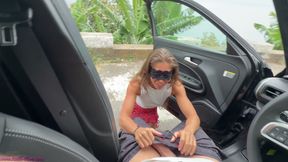 OUTDOOR BLOWJOB - Little Olive almost CAUGHT SUCKING hubby's DICK