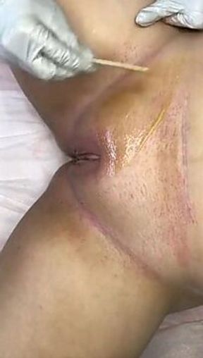 Hairy BBW Mom Gets Full Wax in front of Hubby