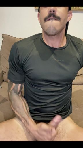 Sunday, Black T-shirt Covered of Cum!
