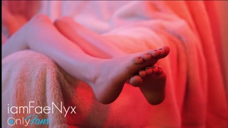 Kawaii girl plays with her cute little feet and toes - IamFaeNyx