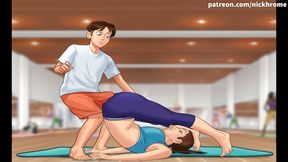Summertime saga part 1 - boner on yoga lesson ( French sub )