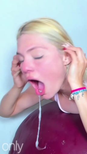 Teen cute girl takes big cock deep throat
