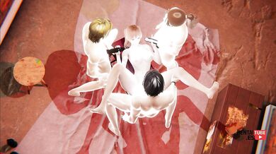 Asuka gets stuffed in a wild Evangelion orgy