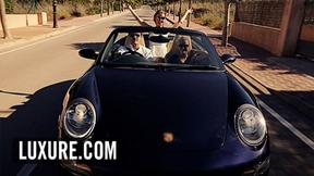 ”Threesome with a blonde & a redhead in a villa”