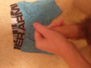 Uncut College Twink Blows Load On Used Compression Shorts