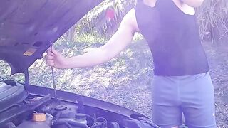 CAR TROUBLE Dont Call a Mechanic  Call This DropDead Gorgeous Teen!!