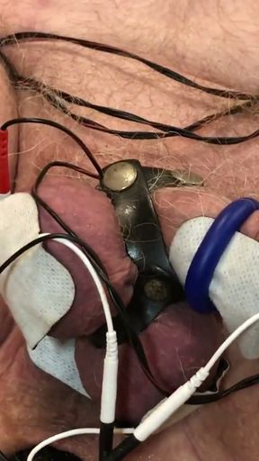 My groin twitches from the estim pulse and a big dildo in my ass. Hands free orgasm.   Clip 1
