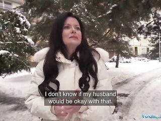 Hawt British Wife Creampied by her 1st LARGE PENIS - Public Agent