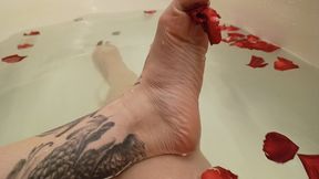 Crushing rose petals with my pretty feet