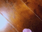Straight Hung Jock Milks His Big Uncut Cock On The Table