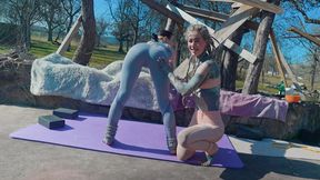 Tattooed Neighbour Teases and Jerks Off to My GF's Bubble Butt in Yoga Pants