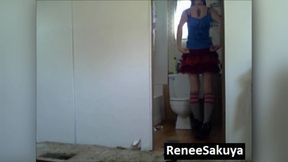 Voyeur video, watch Renee walk across the room in heels and go pee and come back