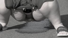 Mature Bbw Milf With A Big Bush On Her Pussy Pisses On The Road