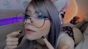 Cat Girl with Glasses Begs You to Cum on Her Slobbery Ahegao Face