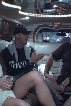 Blonde takes cock in her mouth in the limo