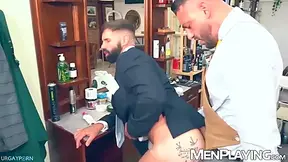 Suited Stud Dominated By Barber Leo La Rosa With Dani Robles