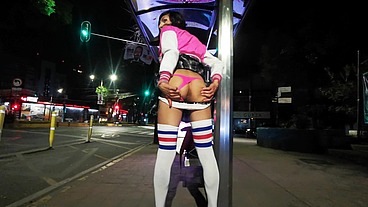 School tranny girl exhibit in public