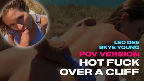 Hard Fucks Cutie on Rock in POV, Cums on Ass