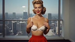 1950 s slutty secretary office affair fantasy (cheating wife, vintage, 1950s pinup girl, perfect body, blowjob, anal, sexy secretary, office sex) - ai generated