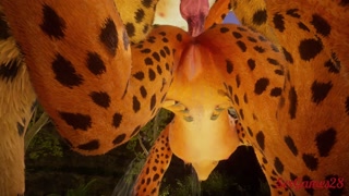 Furry couple have wild sex outdoors