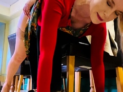 Amateur Blonde Chick Strips To Thong